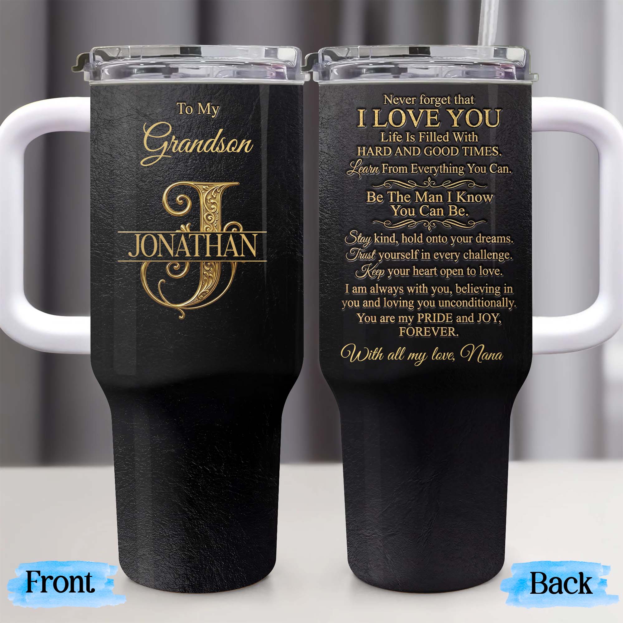 Personalized 40oz Insulated Tumbler Custom Name Gift for Grandson