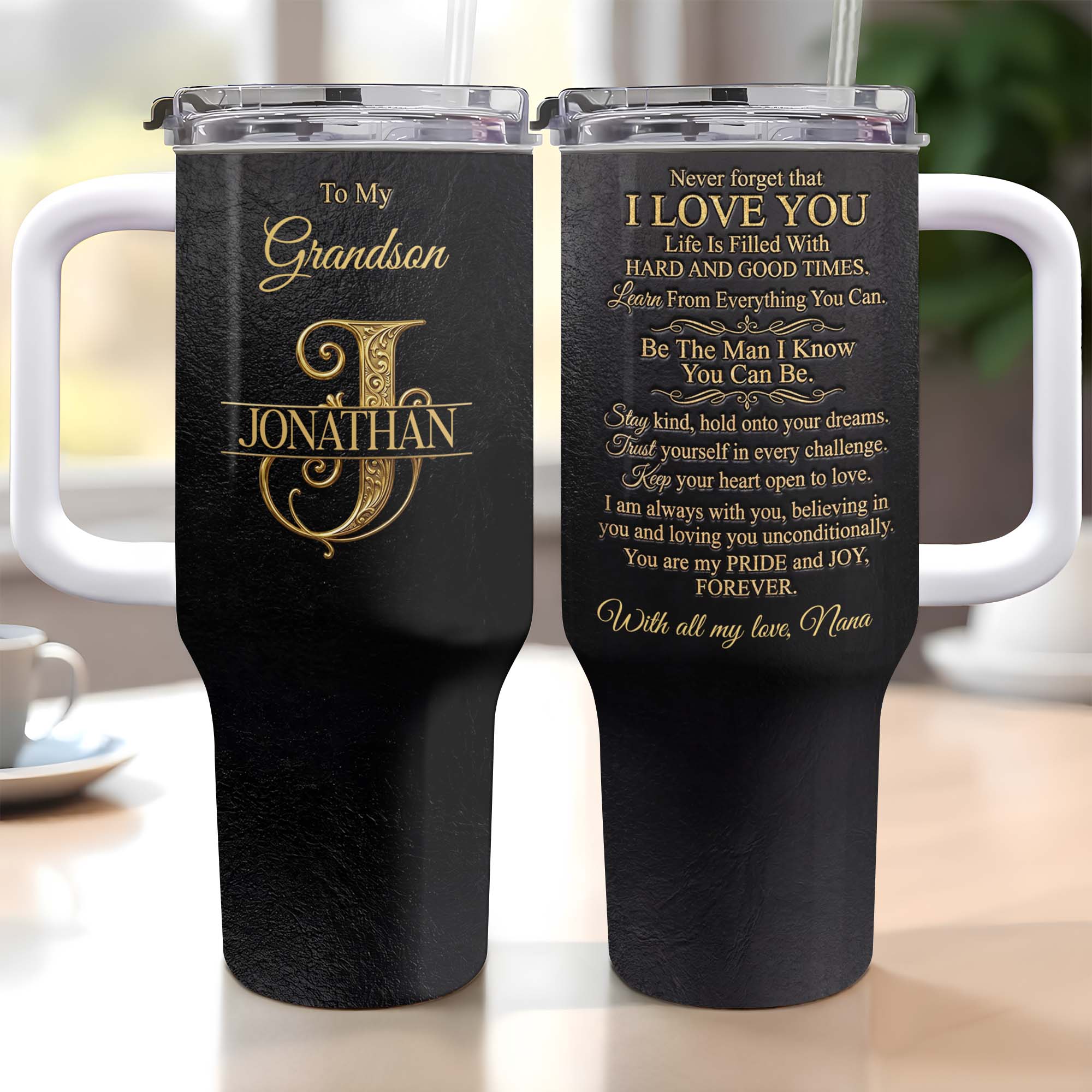 Personalized 40oz Insulated Tumbler Custom Name Gift for Grandson