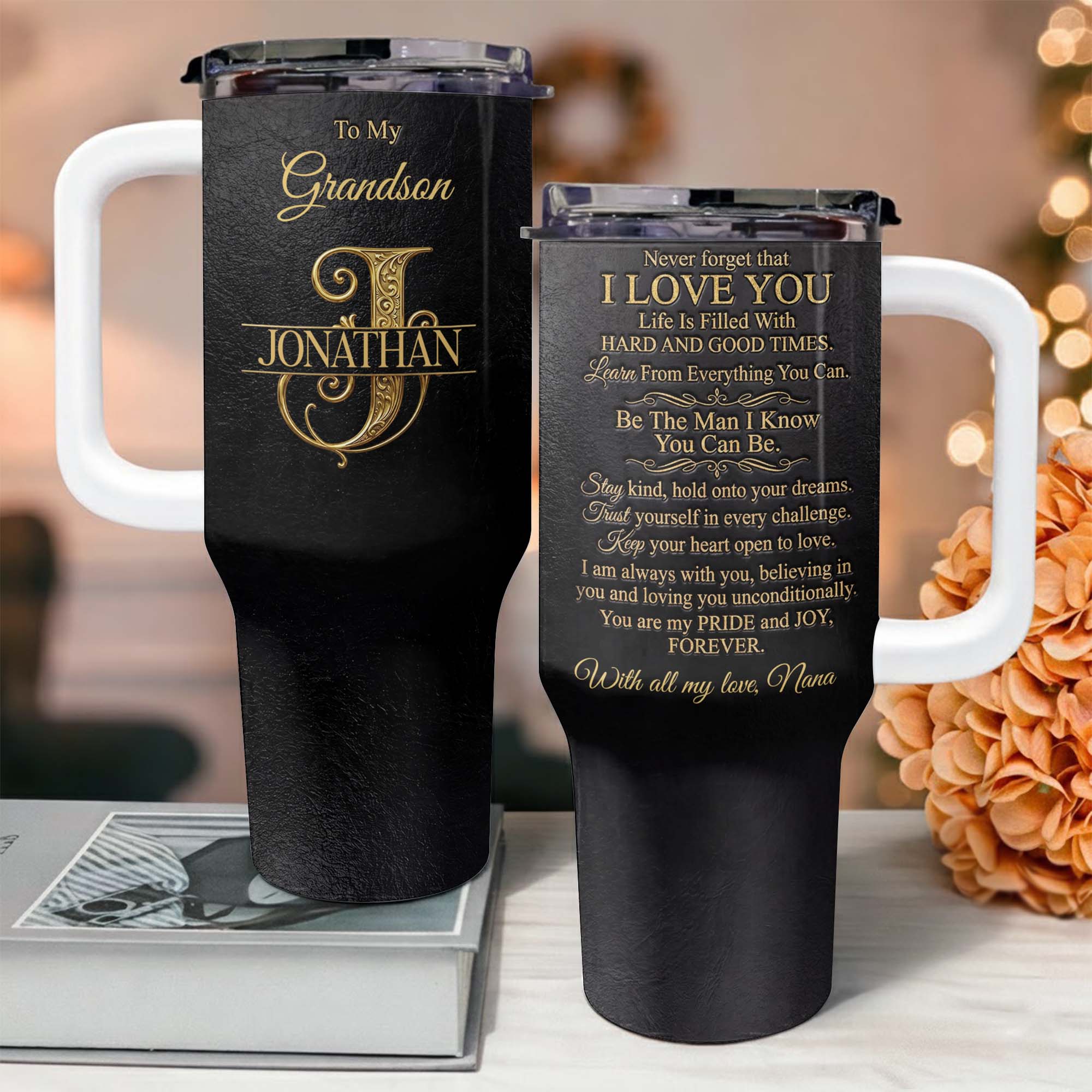 Personalized 40oz Insulated Tumbler Custom Name Gift for Grandson