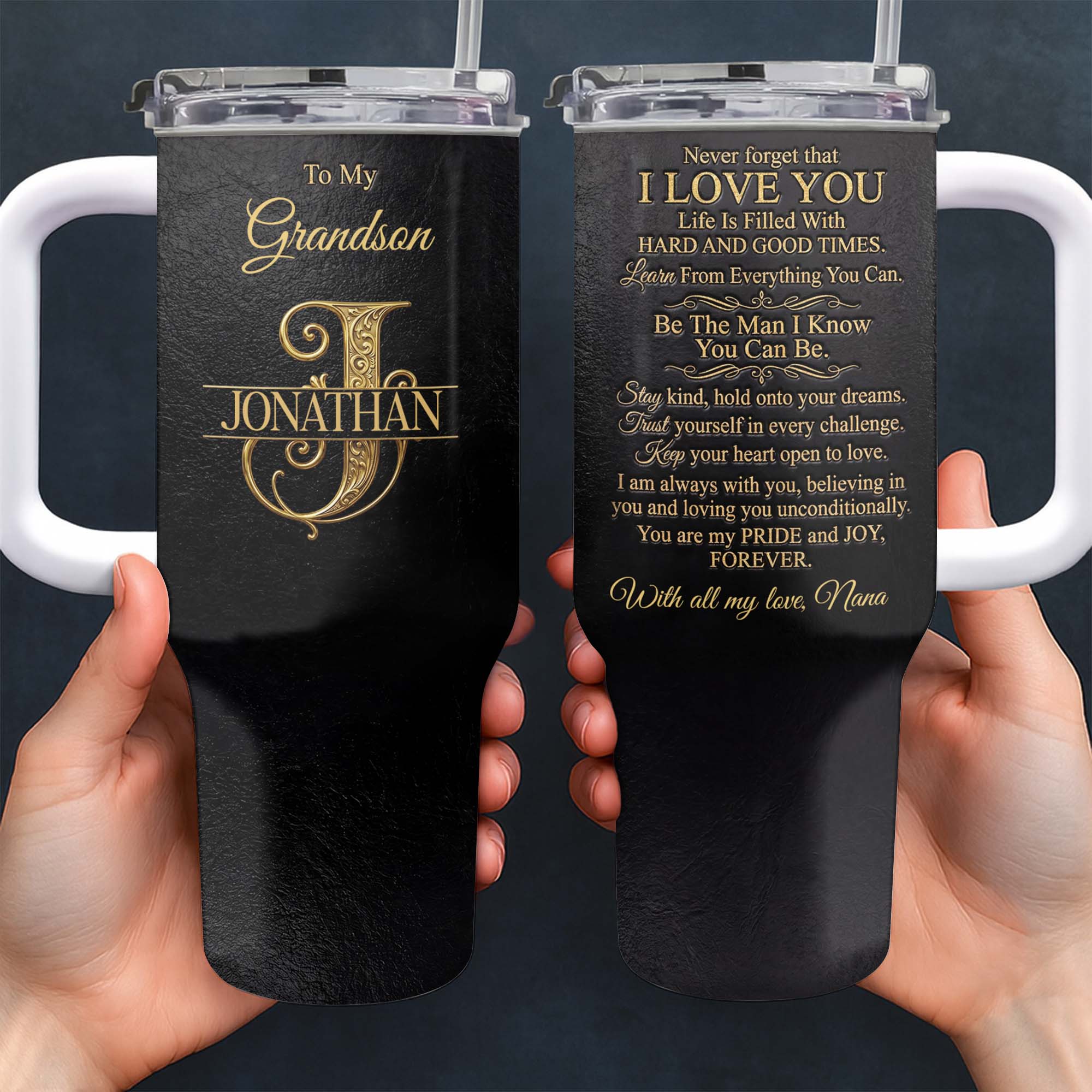 Personalized 40oz Insulated Tumbler Custom Name Gift for Grandson