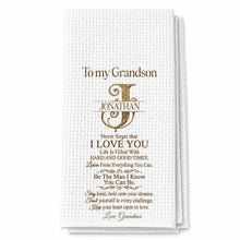 Load image into Gallery viewer, Personalized Kitchen Towel for Grandson with Custom Monogram Gift
