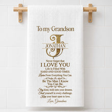 Load image into Gallery viewer, Personalized Kitchen Towel for Grandson with Custom Monogram Gift
