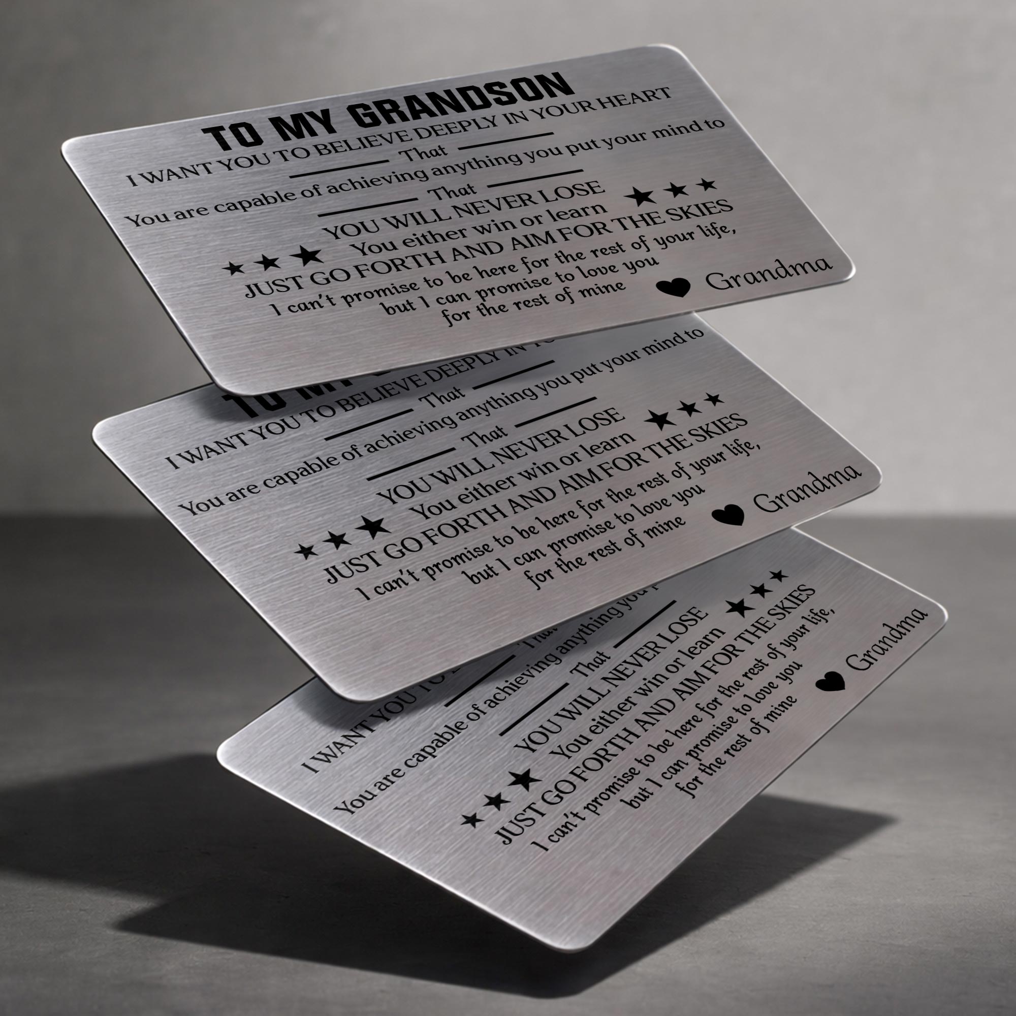 Personalized Aluminum Wallet Card Custom Message for Grandson