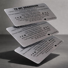 Load image into Gallery viewer, Personalized Aluminum Wallet Card Custom Message for Grandson
