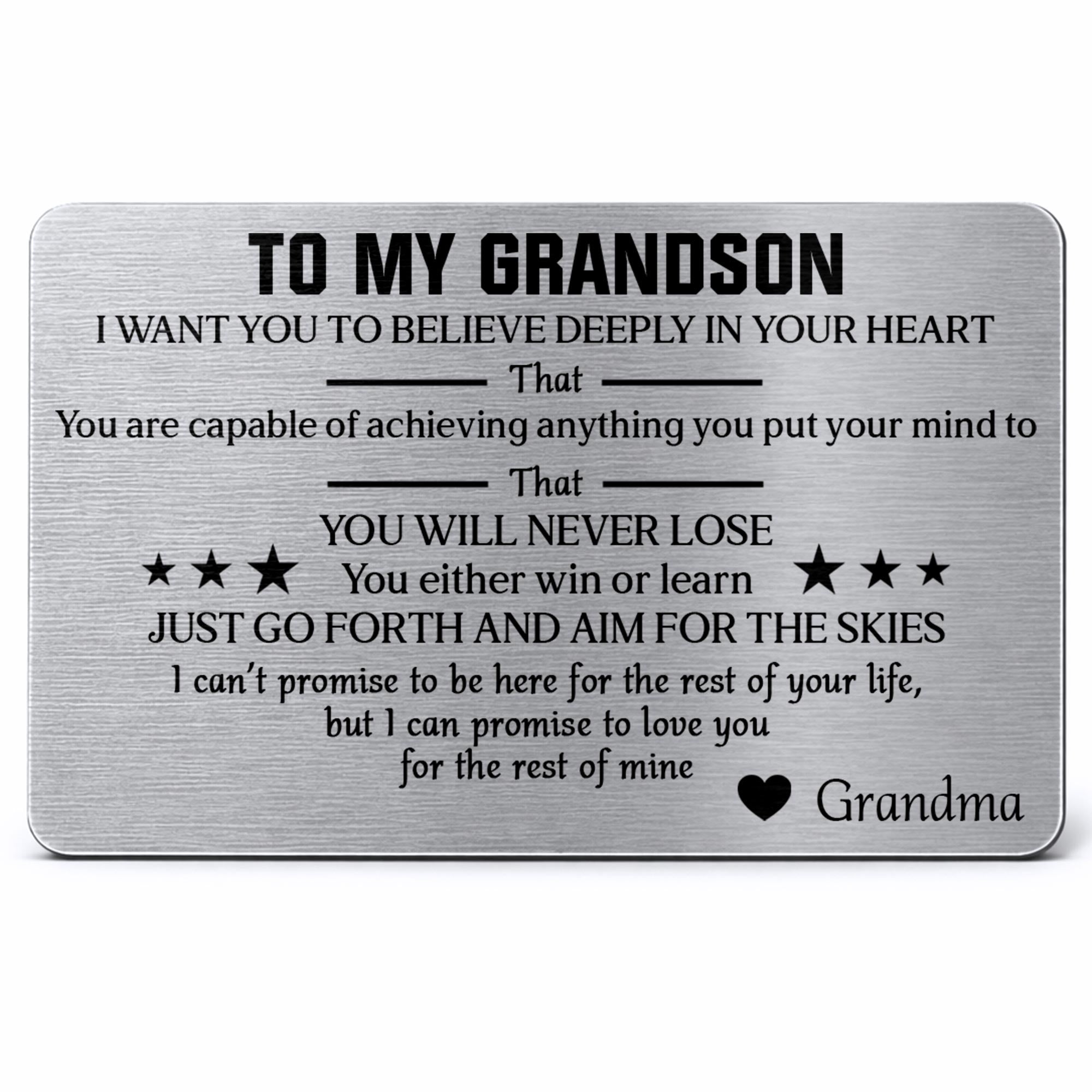 Personalized Aluminum Wallet Card Custom Message for Grandson