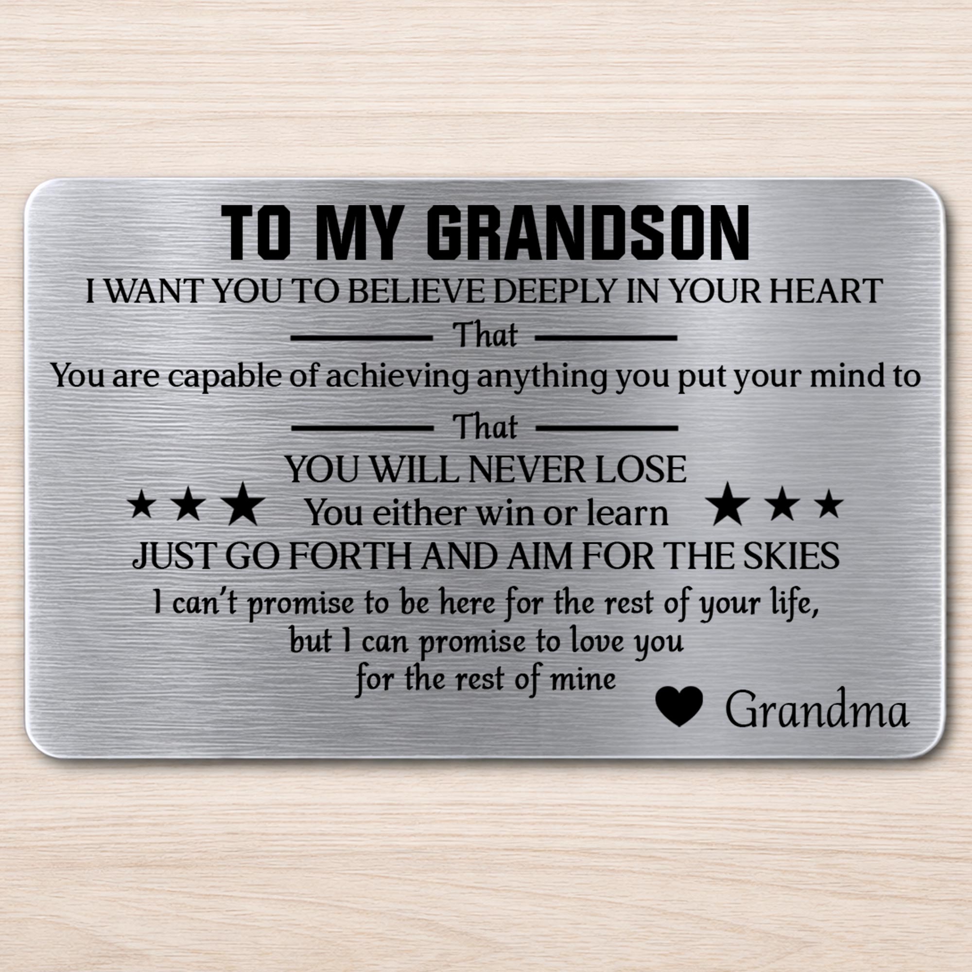 Personalized Aluminum Wallet Card Custom Message for Grandson