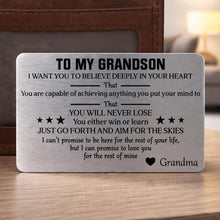 Load image into Gallery viewer, Personalized Aluminum Wallet Card Custom Message for Grandson
