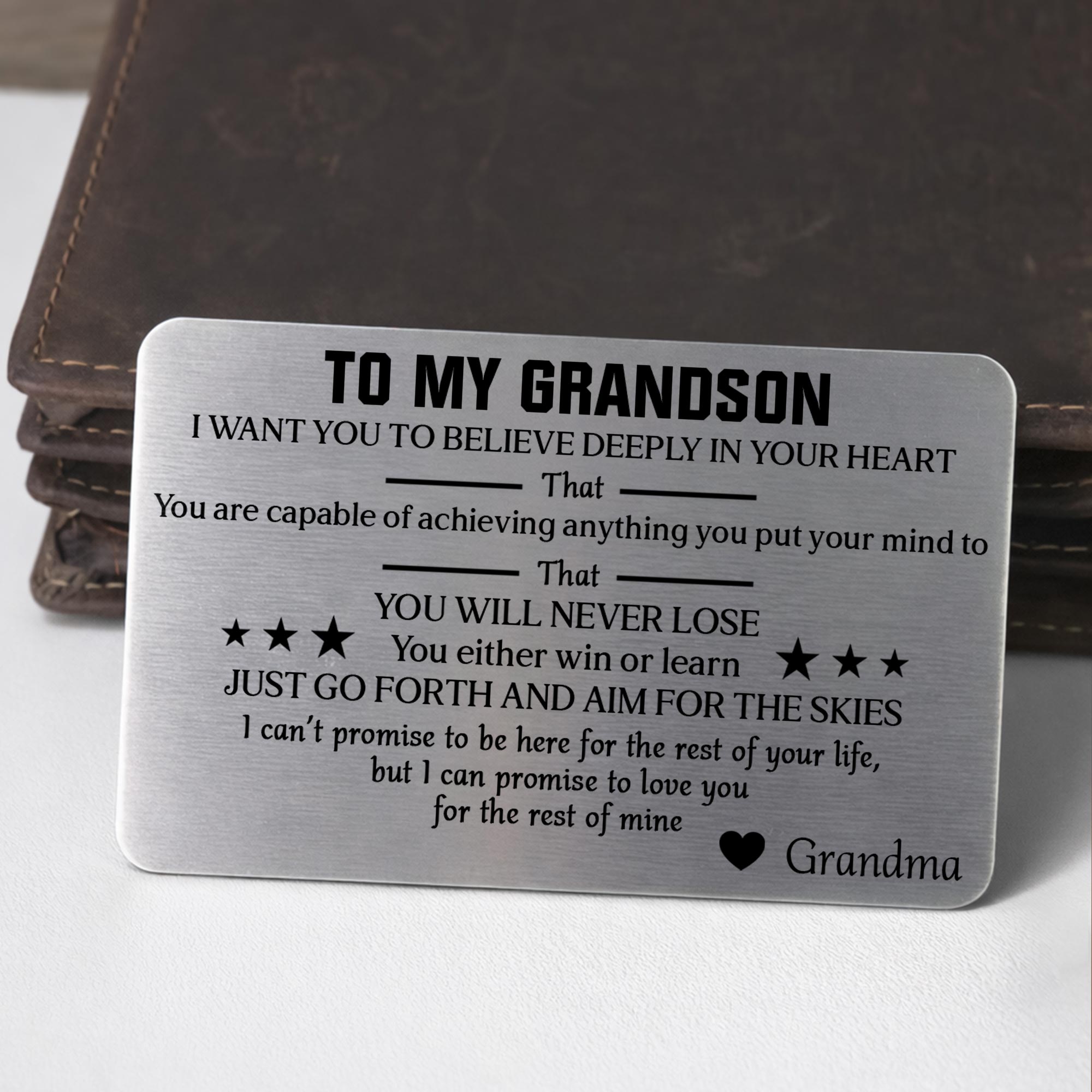 Personalized Aluminum Wallet Card Custom Message for Grandson
