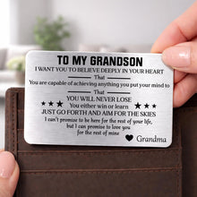 Load image into Gallery viewer, Personalized Aluminum Wallet Card Custom Message for Grandson
