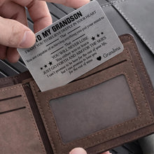 Load image into Gallery viewer, Personalized Aluminum Wallet Card Custom Message for Grandson
