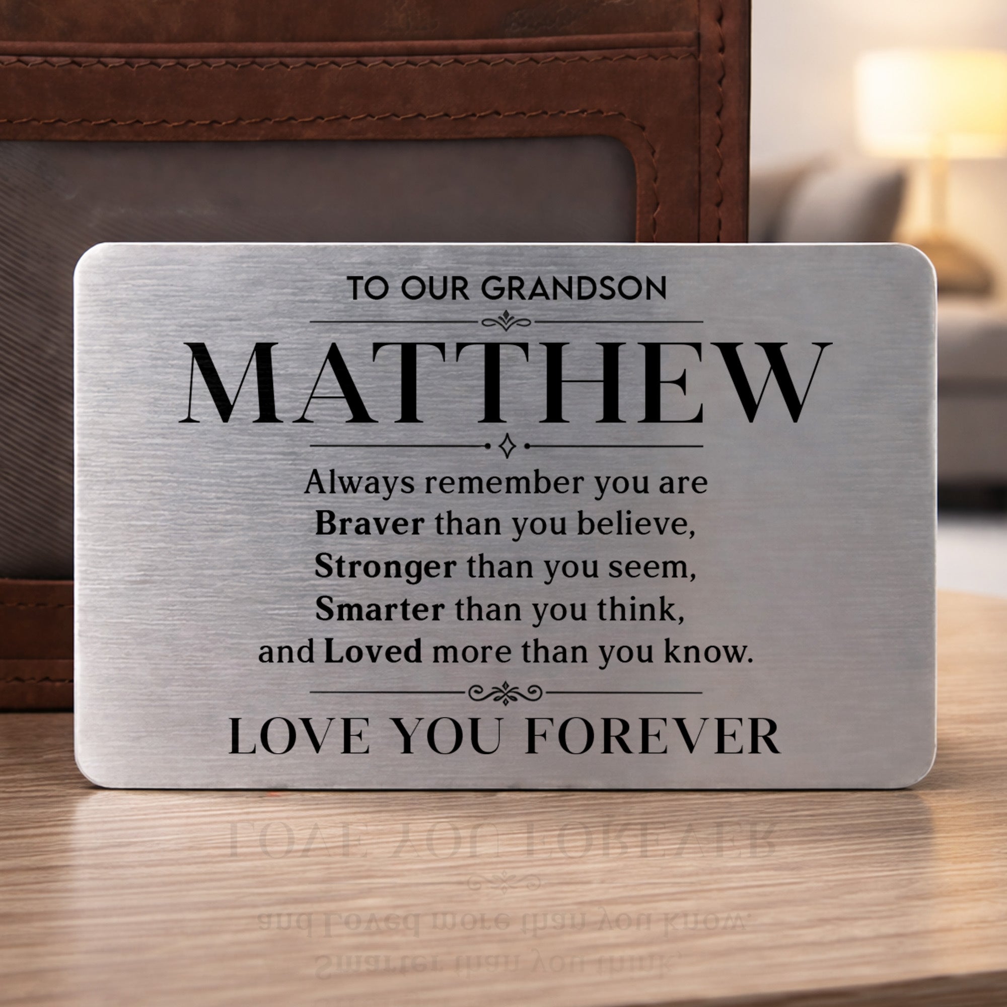 Personalized Aluminum Wallet Card Gift for Grandson
