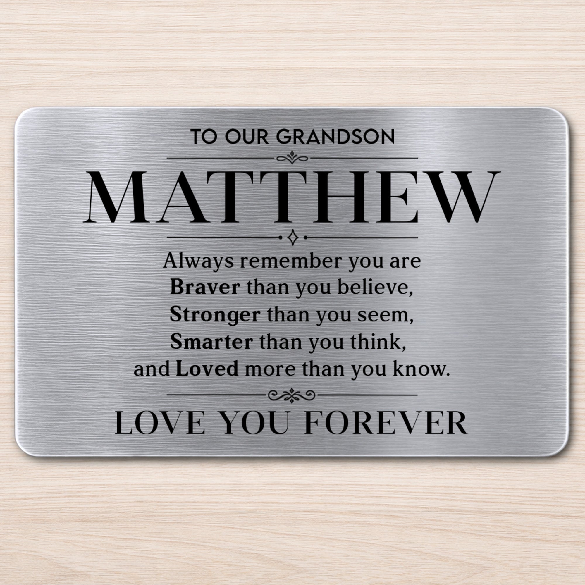 Personalized Aluminum Wallet Card Gift for Grandson