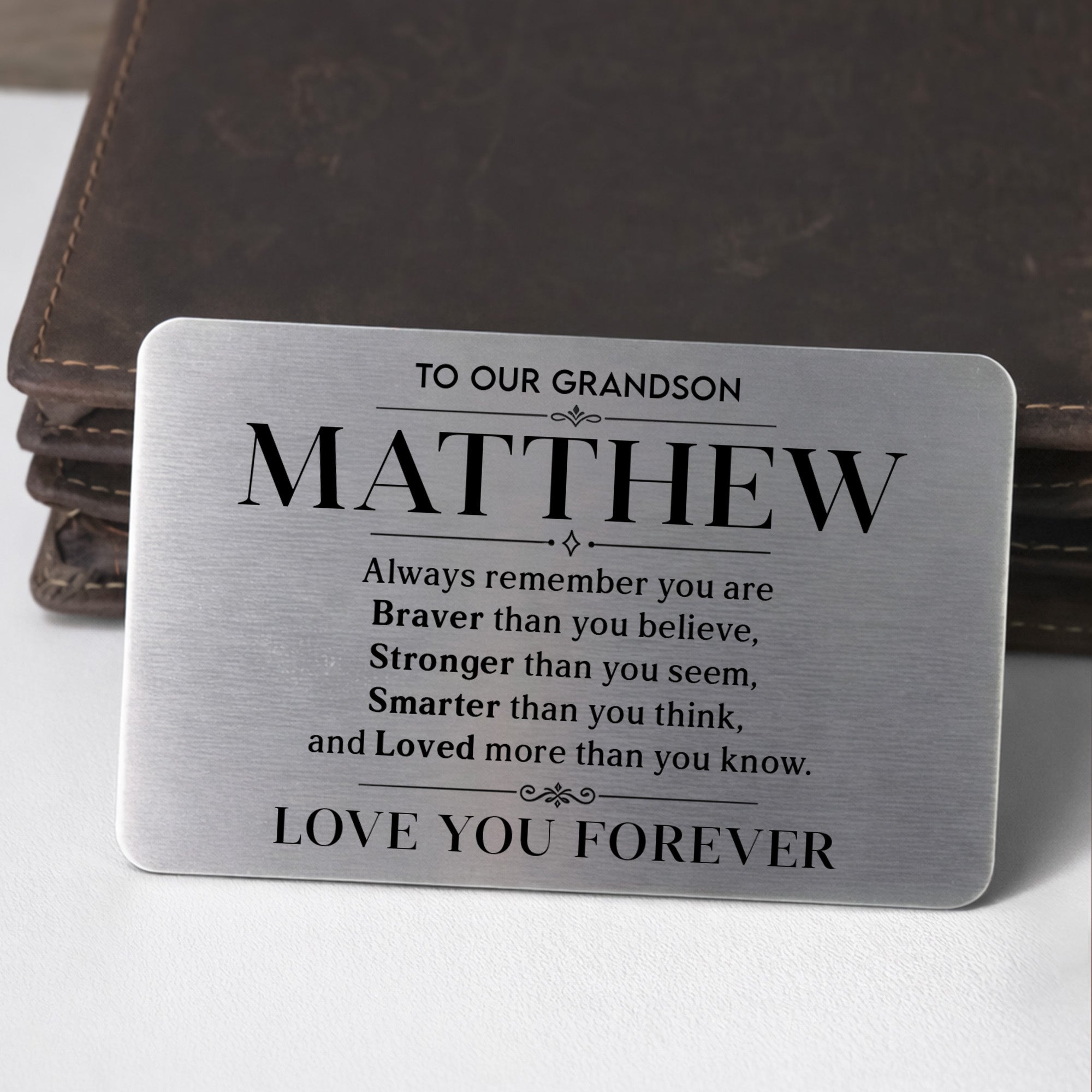 Personalized Aluminum Wallet Card Gift for Grandson