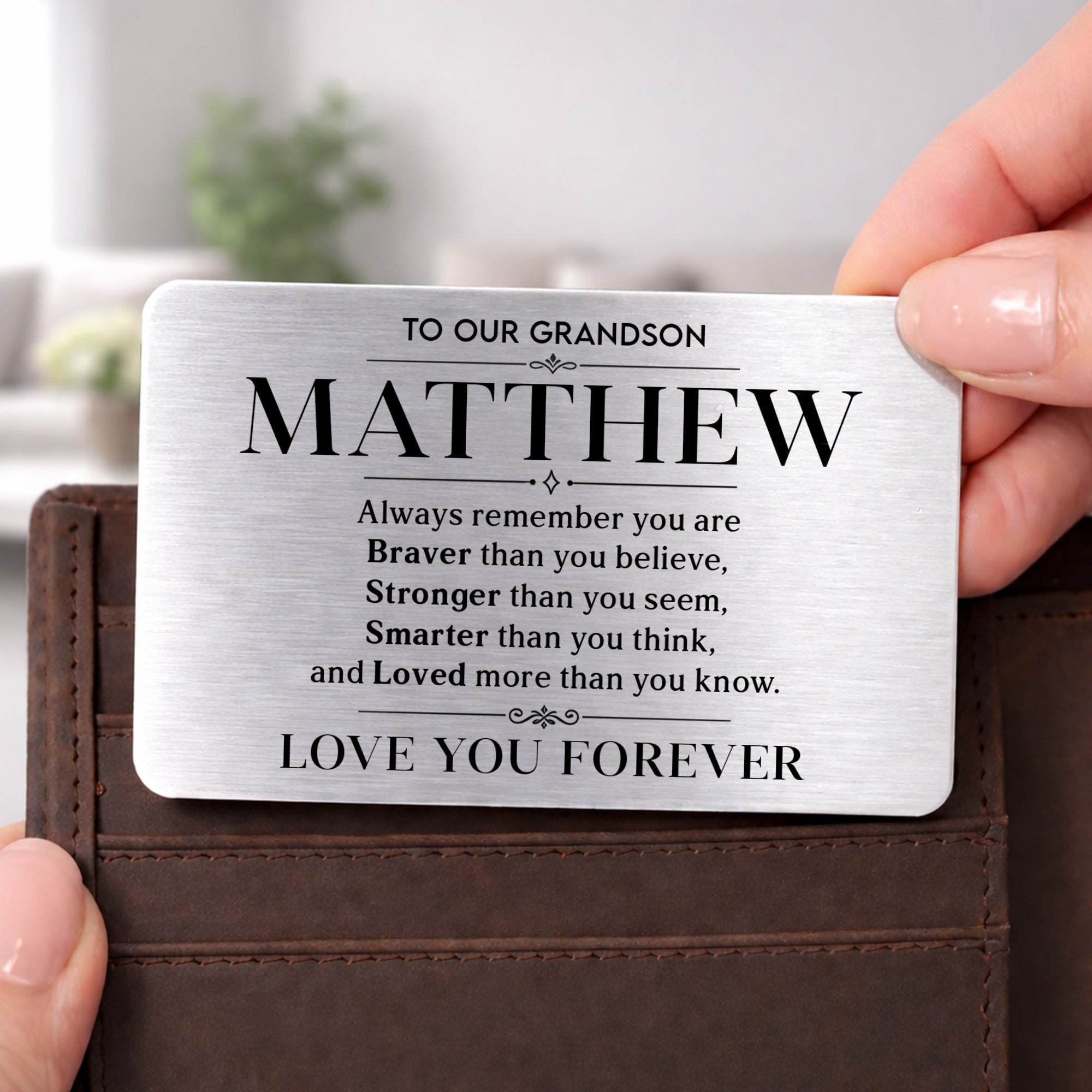 Personalized Aluminum Wallet Card Gift for Grandson