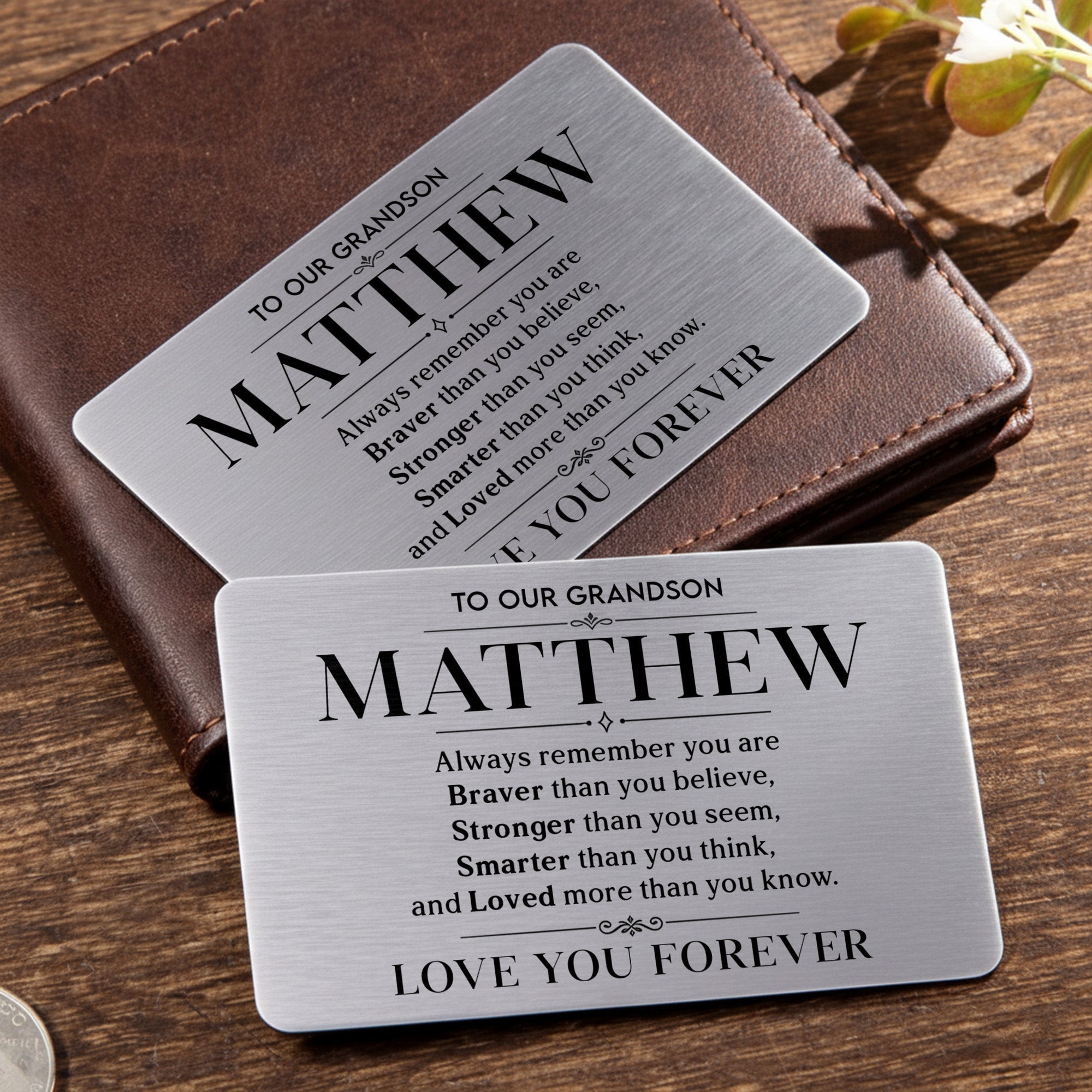 Personalized Aluminum Wallet Card Gift for Grandson