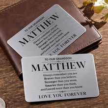Load image into Gallery viewer, Personalized Aluminum Wallet Card Gift for Grandson
