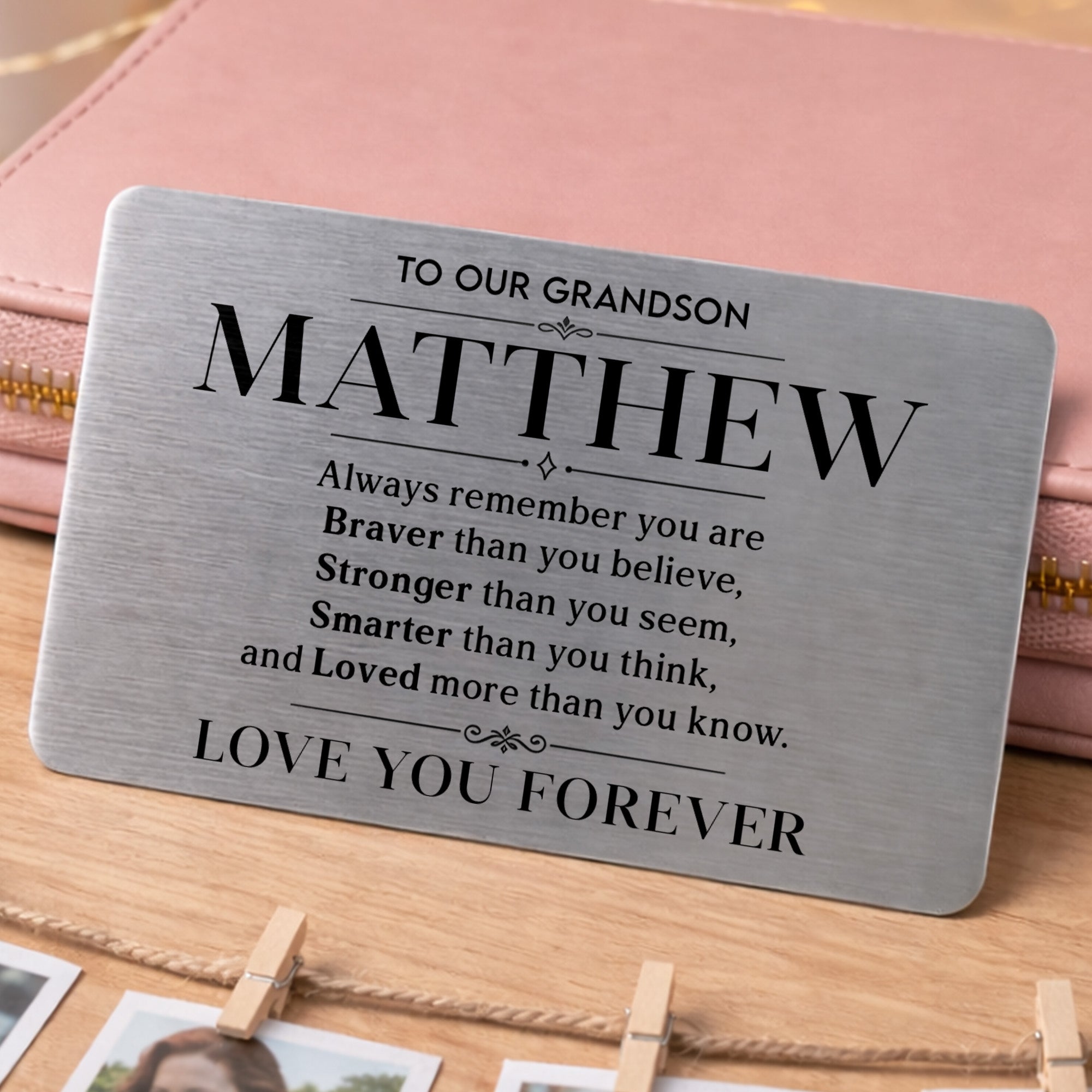 Personalized Aluminum Wallet Card Gift for Grandson