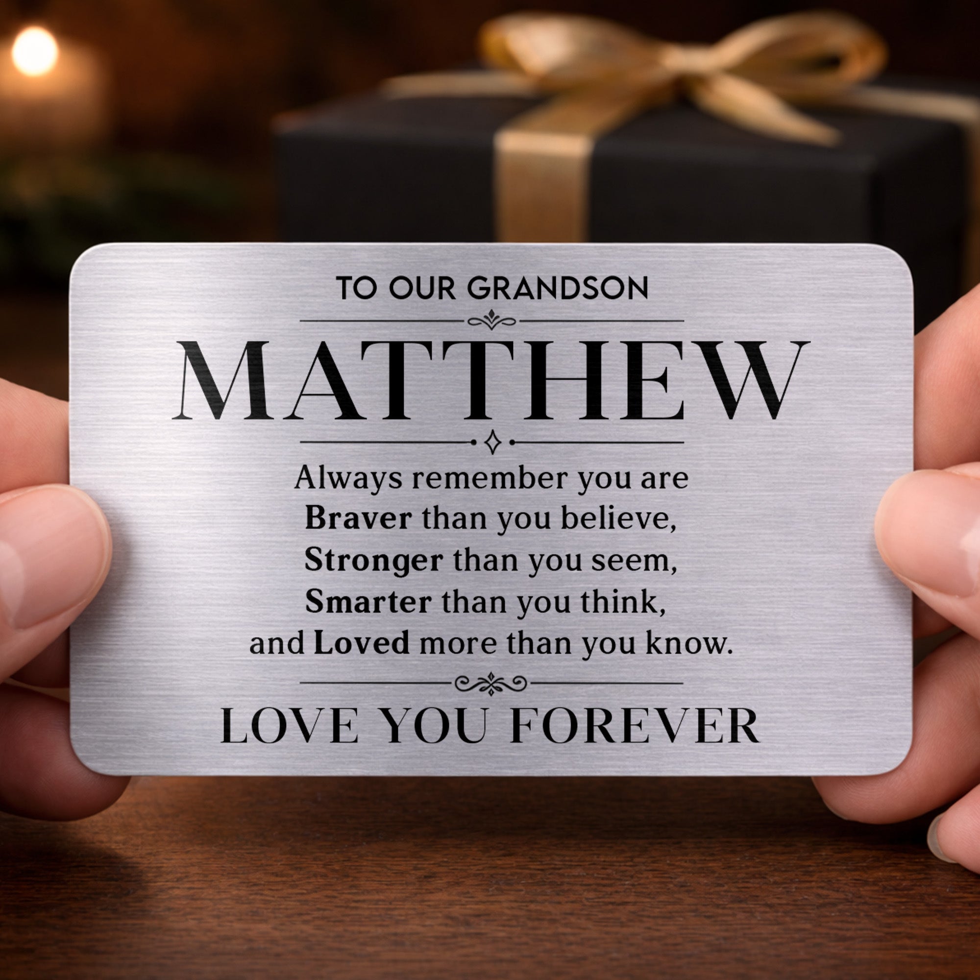 Personalized Aluminum Wallet Card Gift for Grandson