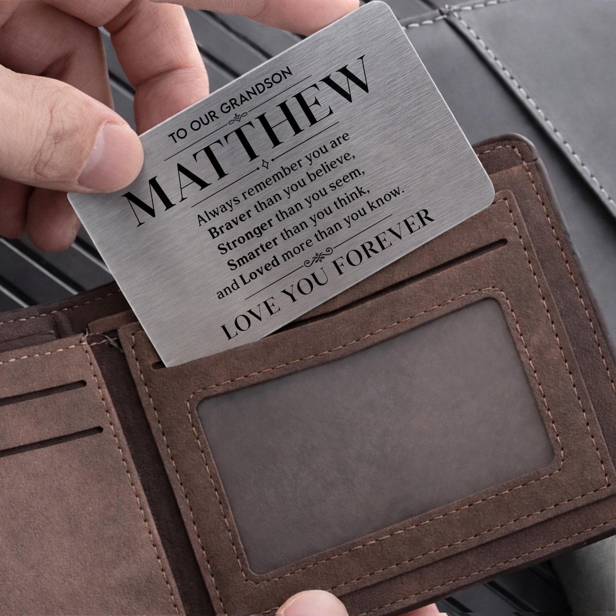 Personalized Aluminum Wallet Card Gift for Grandson