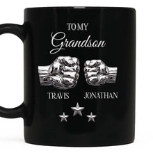 Load image into Gallery viewer, Personalized Black Mug with Fist Bump Design for Grandson
