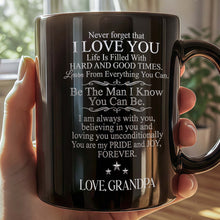 Load image into Gallery viewer, Personalized Black Mug with Fist Bump Design for Grandson
