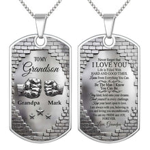 Load image into Gallery viewer, Personalized Dog Tag Necklace Custom Name for Grandson Gift
