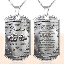 Load image into Gallery viewer, Personalized Dog Tag Necklace Custom Name for Grandson Gift
