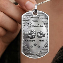 Load image into Gallery viewer, Personalized Dog Tag Necklace Custom Name for Grandson Gift
