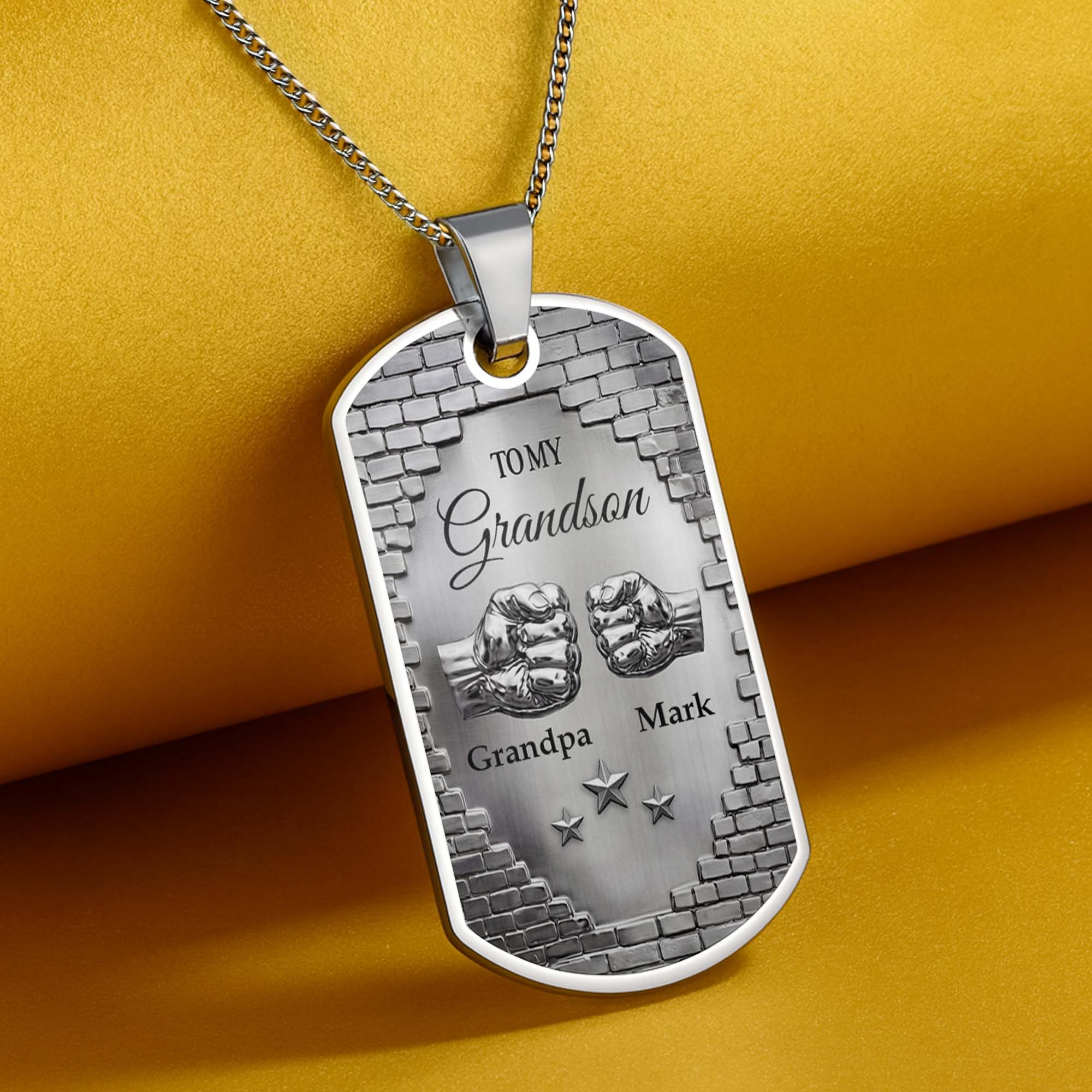 Personalized Dog Tag Necklace Custom Name for Grandson Gift