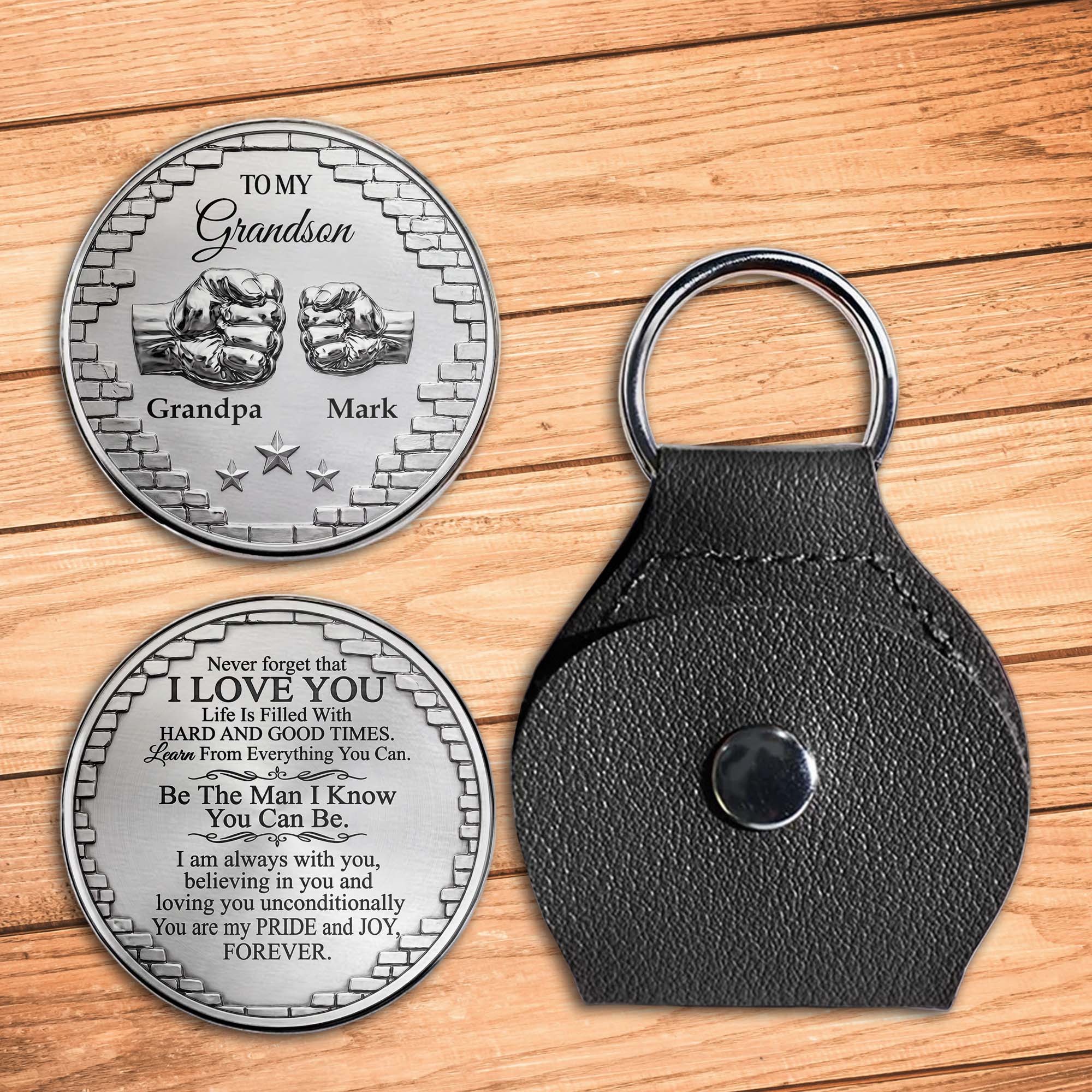 Personalized Custom Pocket Hug for Grandson with Message