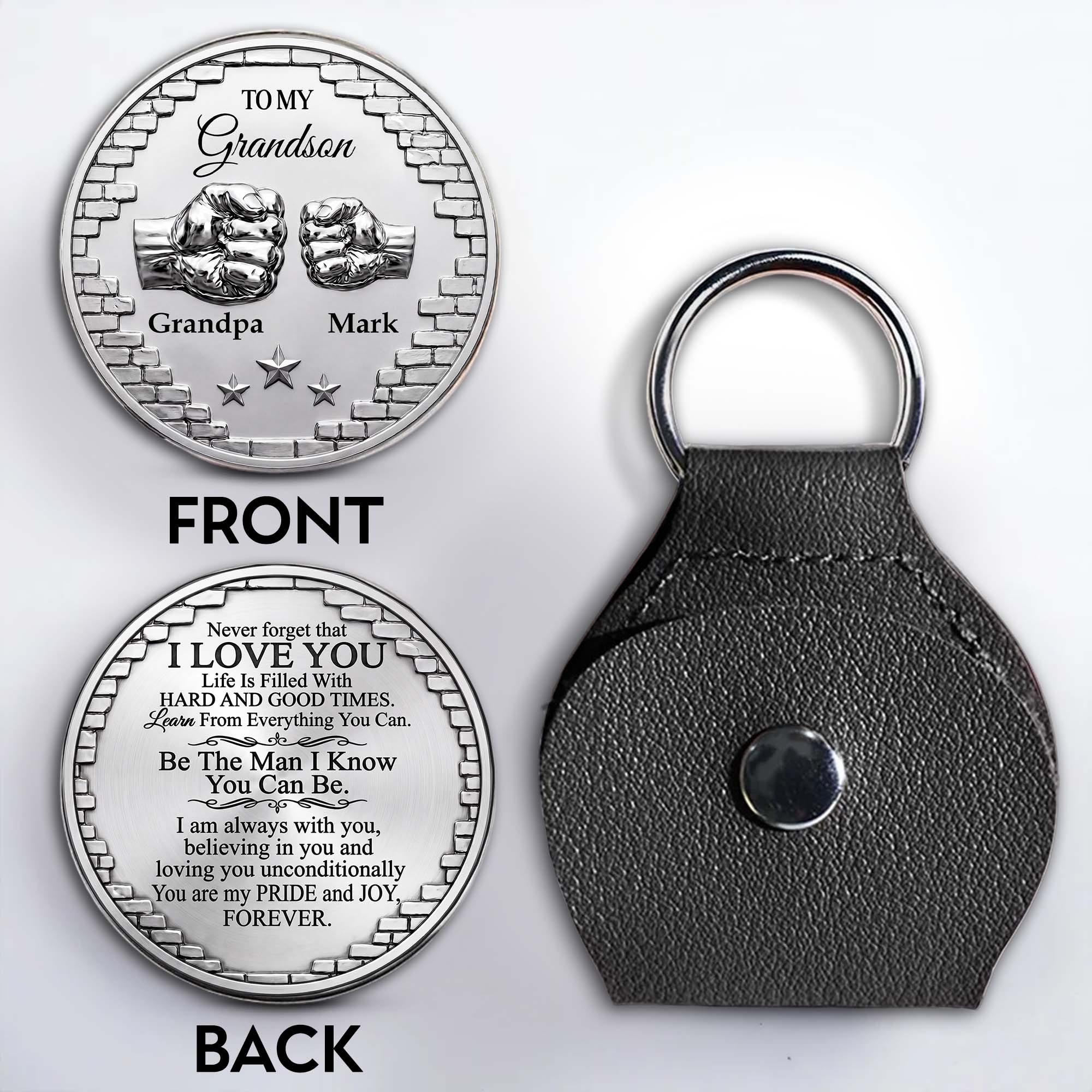 Personalized Custom Pocket Hug for Grandson with Message