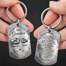Load image into Gallery viewer, Personalized Stainless Steel Keychain for Grandson Gift Idea
