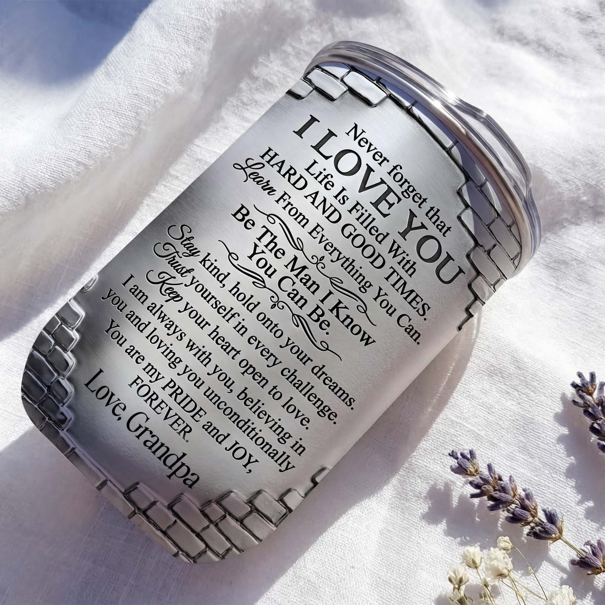 Personalized 10oz Tumbler Gift for Grandson Fist Bump Brick Wall