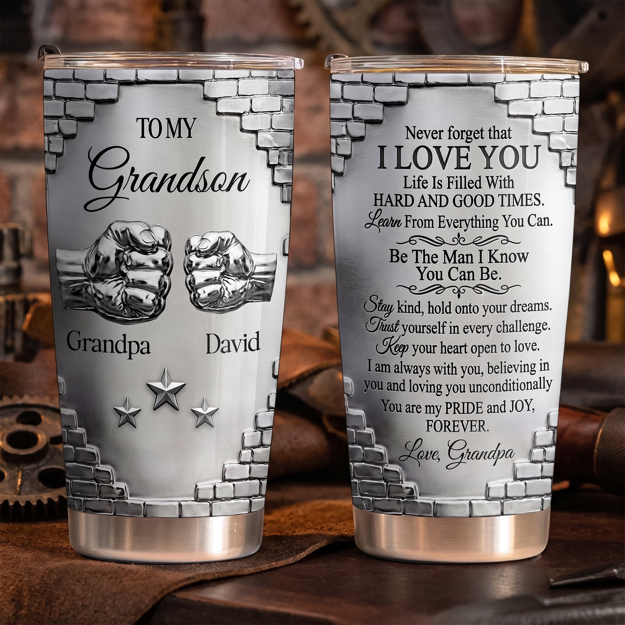Personalized 20oz Stainless Steel Tumbler for Grandson Gift
