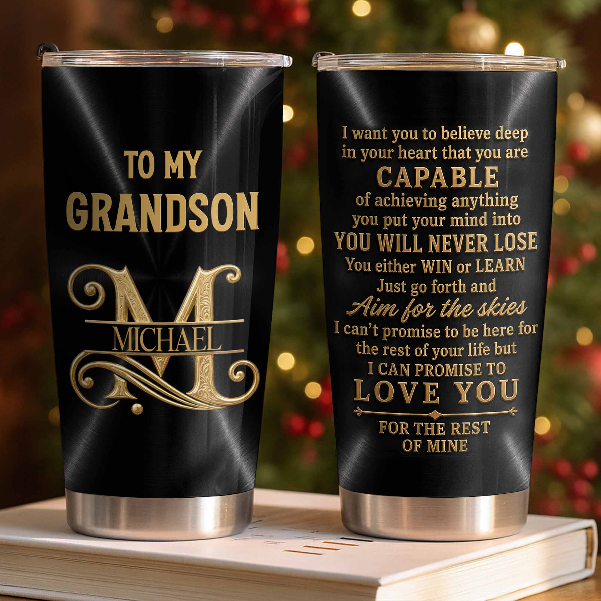 Personalized Stainless Steel Tumbler 20oz Custom Name Gift for Grandson