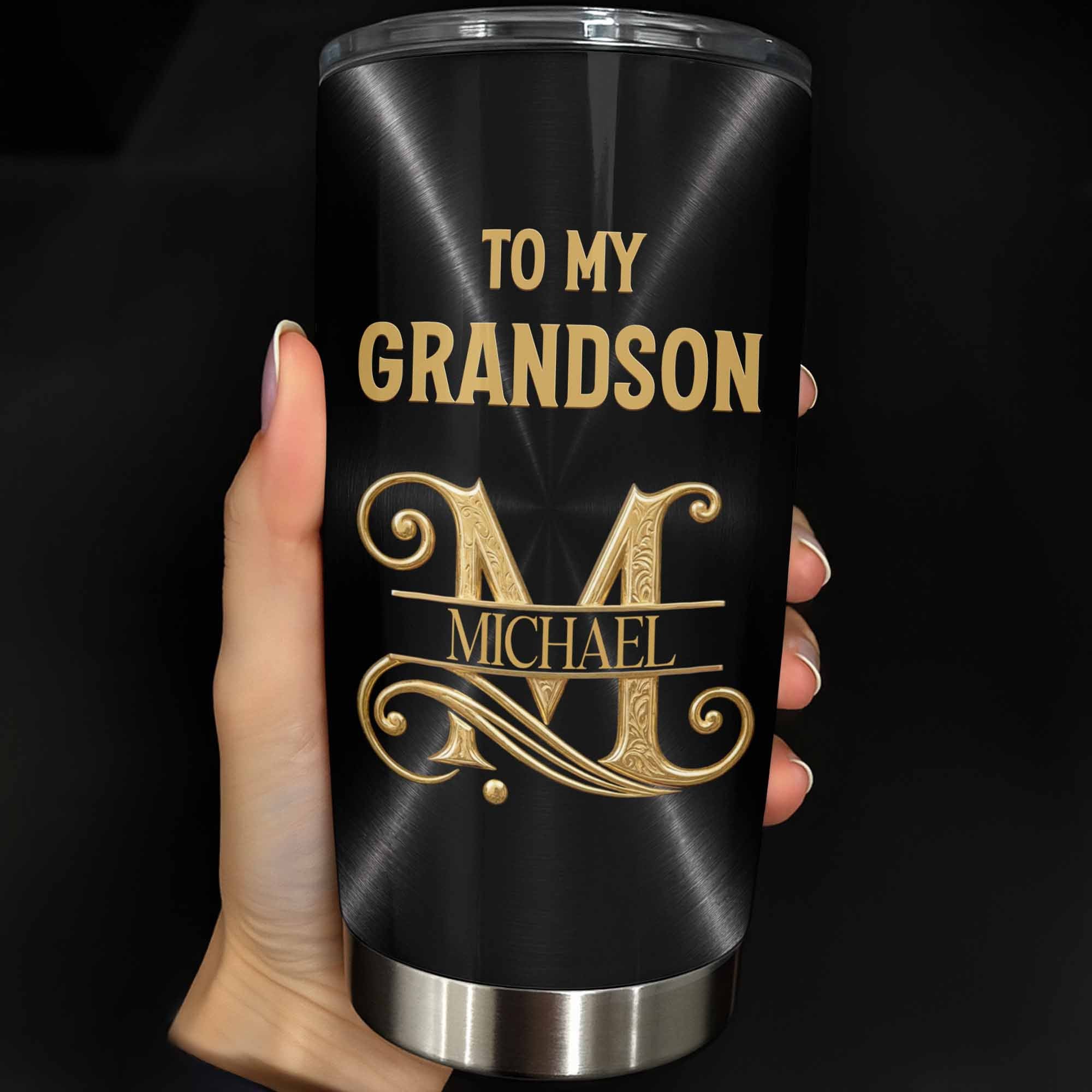 Personalized Stainless Steel Tumbler 20oz Custom Name Gift for Grandson