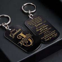 Load image into Gallery viewer, Personalized Stainless Steel Keychain for Grandson with Initial Monogram
