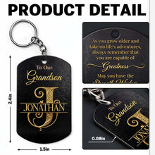 Load image into Gallery viewer, Personalized Stainless Steel Keychain for Grandson with Initial Monogram

