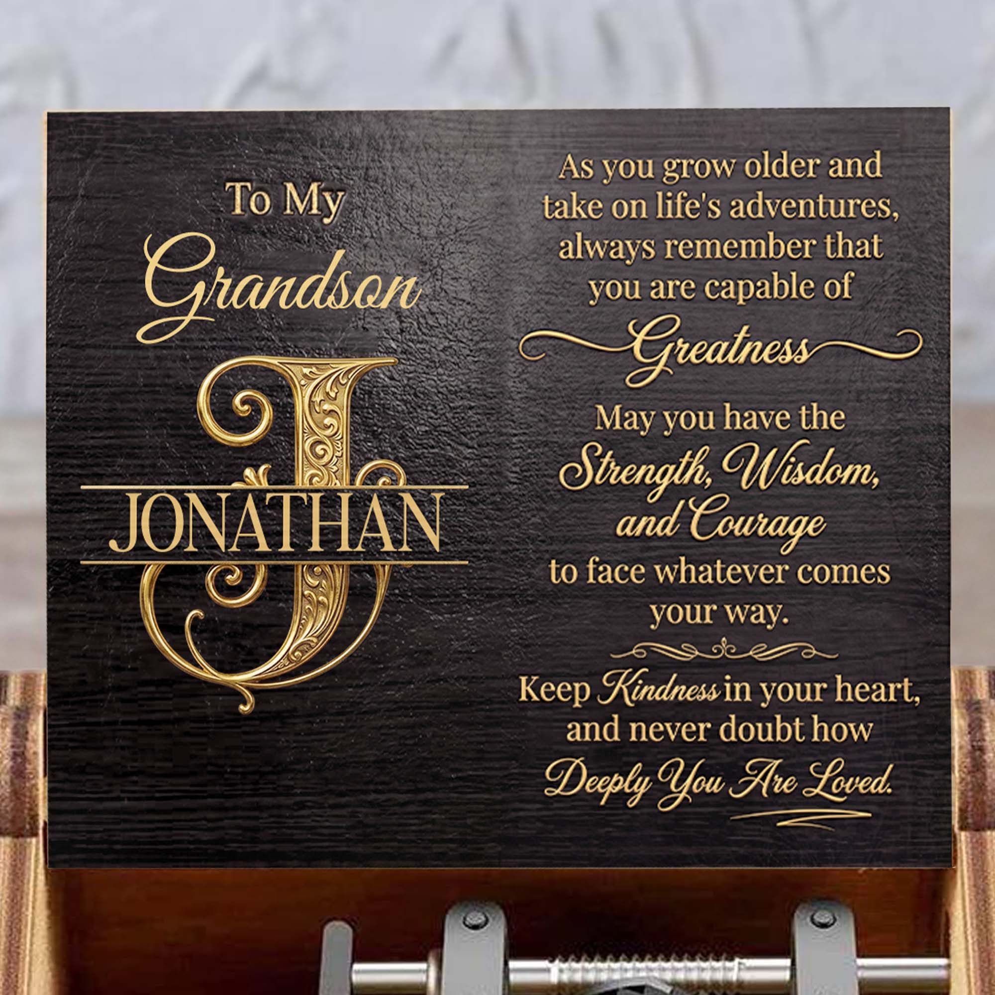 Personalized Wooden Music Box Custom Name Grandson Gift for Birthday