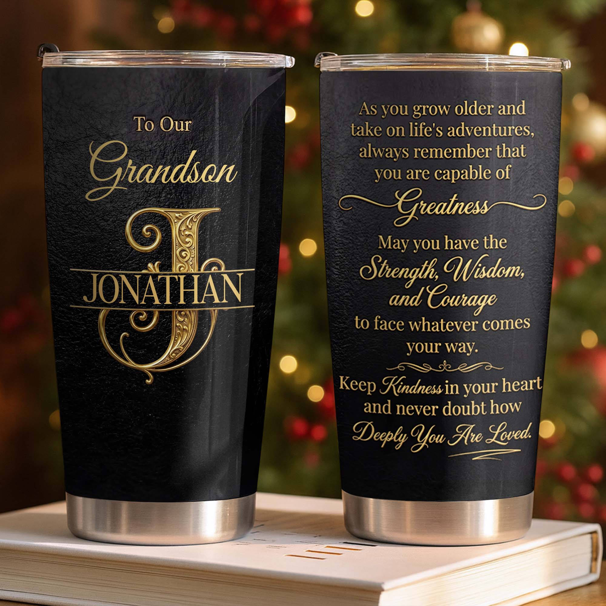 Personalized Stainless Steel Tumbler Custom Name Gift for Grandson