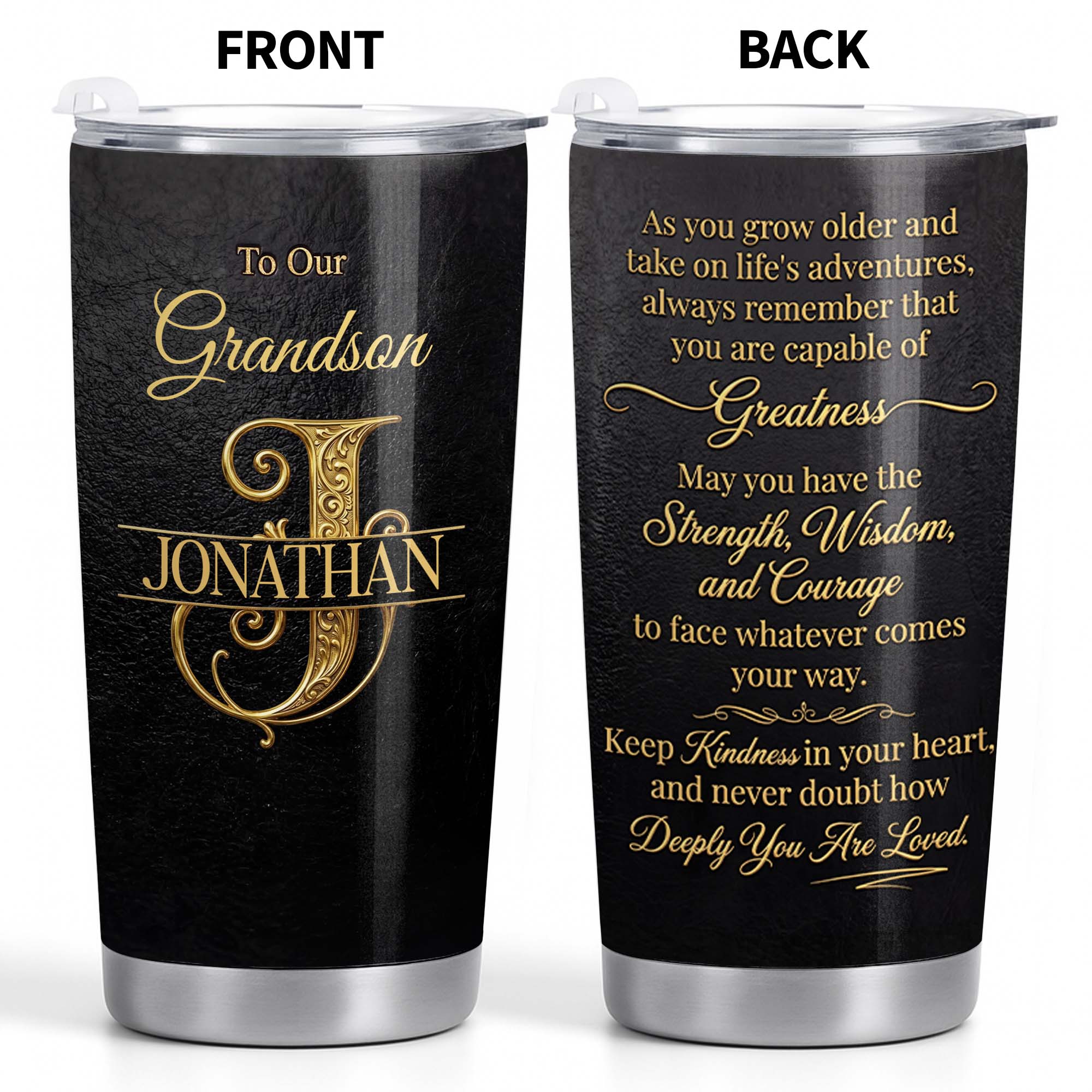 Personalized Stainless Steel Tumbler Custom Name Gift for Grandson