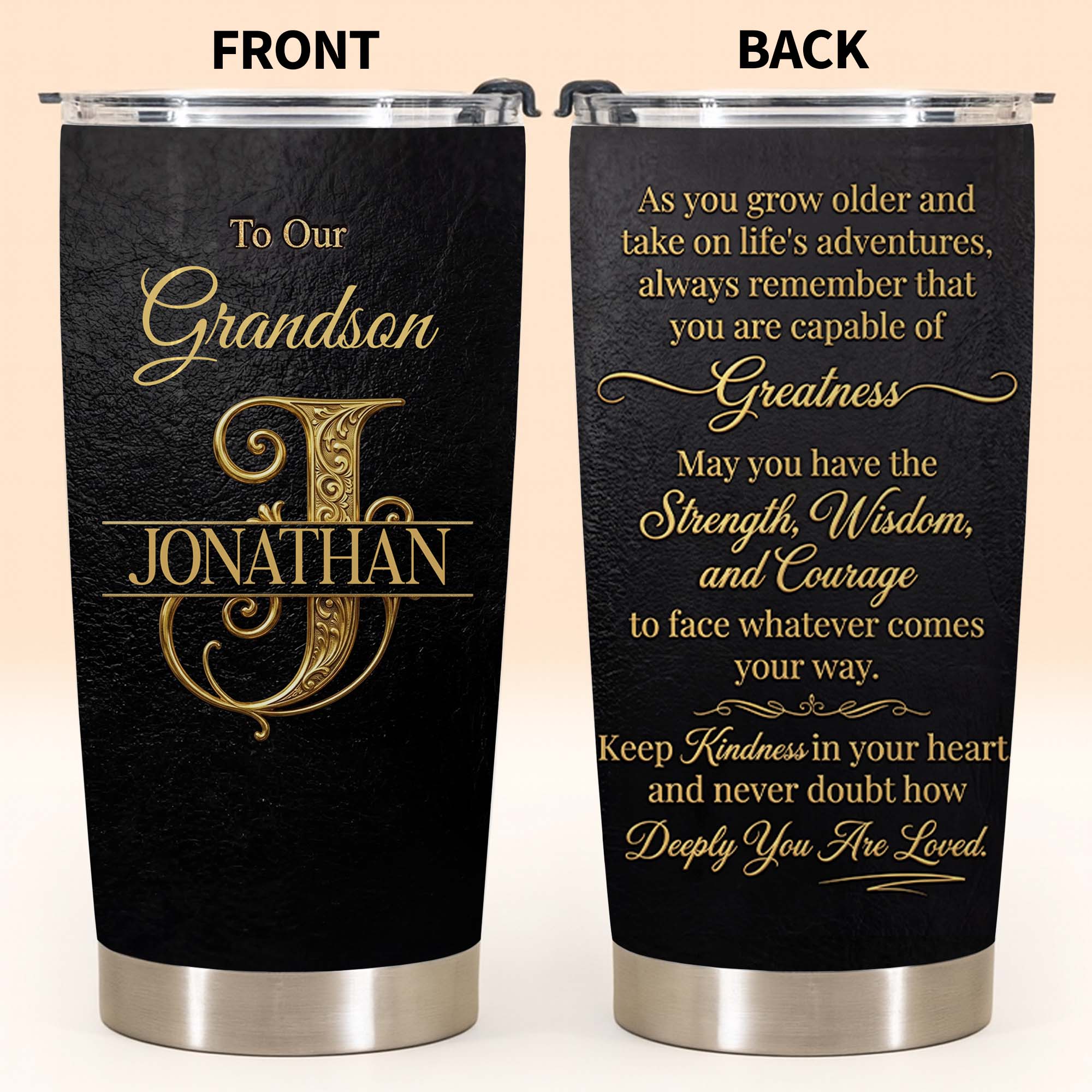 Personalized Stainless Steel Tumbler Custom Name Gift for Grandson