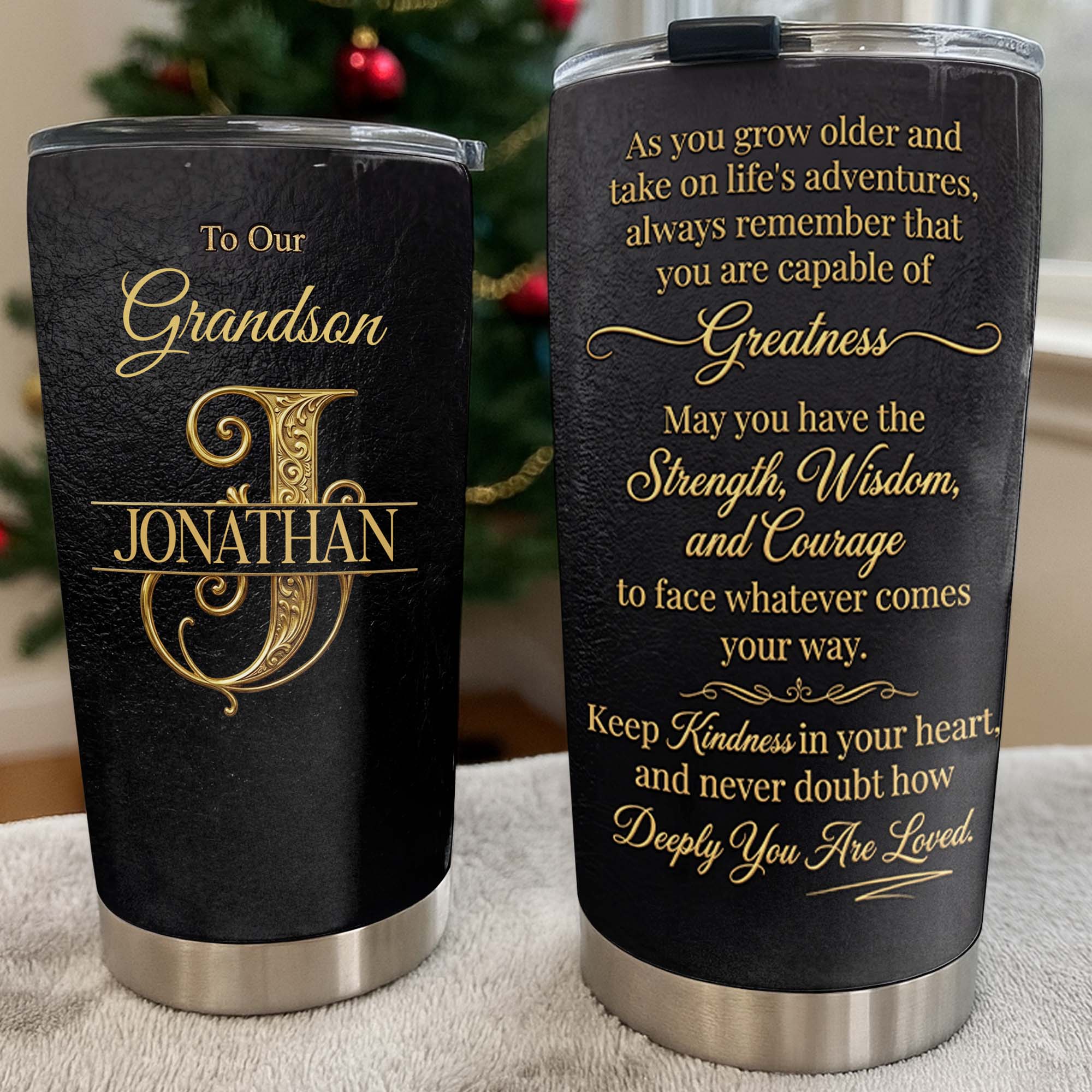 Personalized Stainless Steel Tumbler Custom Name Gift for Grandson