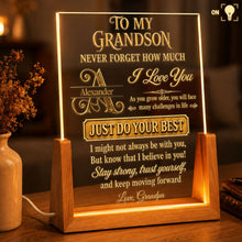 Load image into Gallery viewer, Personalized Acrylic Night Light with Wooden Base for Grandson Gift
