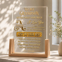 Load image into Gallery viewer, Personalized Acrylic Night Light with Wooden Base for Grandson Gift
