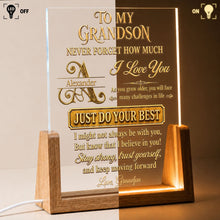 Load image into Gallery viewer, Personalized Acrylic Night Light with Wooden Base for Grandson Gift
