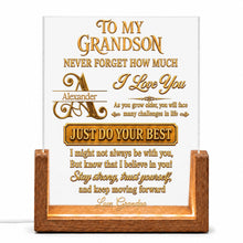 Load image into Gallery viewer, Personalized Acrylic Night Light with Wooden Base for Grandson Gift
