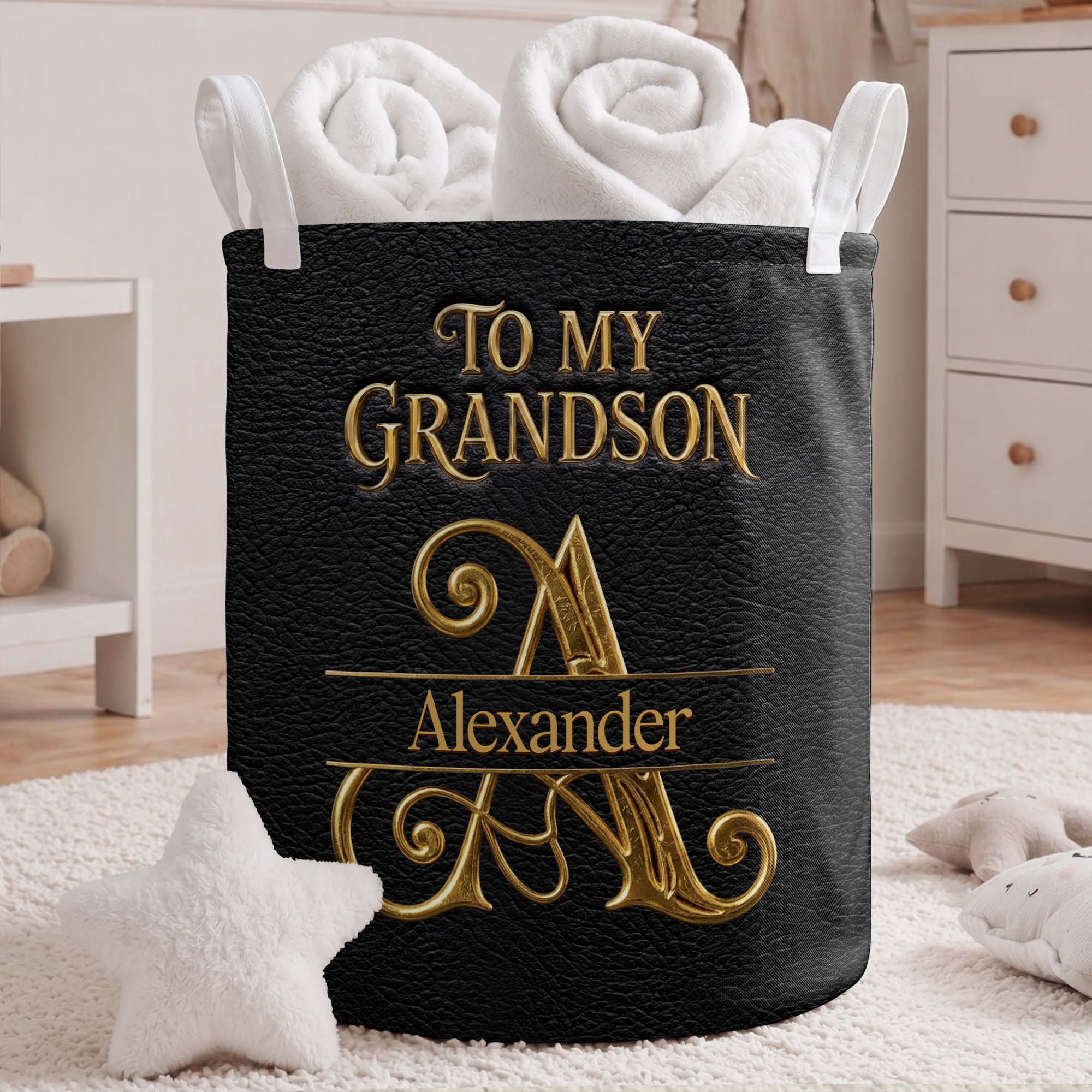 Personalized Storage Basket Custom Name Gift for Grandson