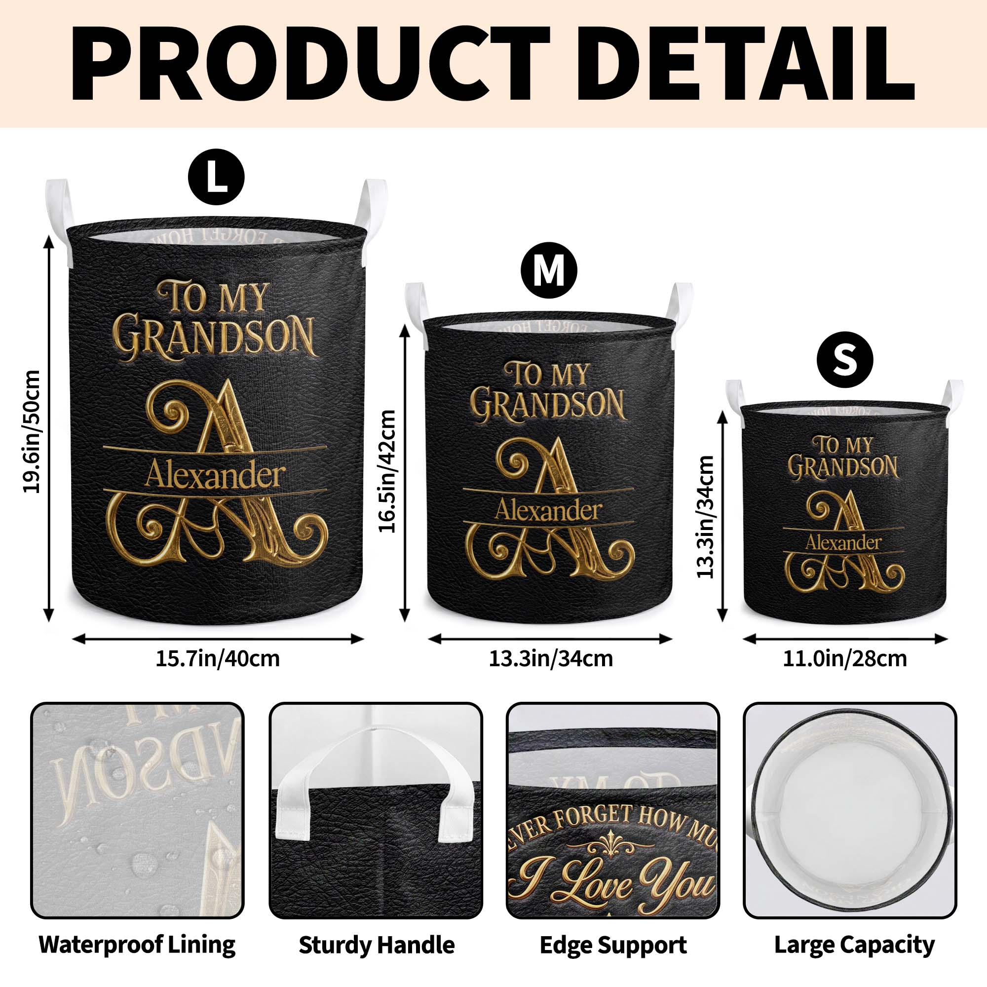 Personalized Storage Basket Custom Name Gift for Grandson
