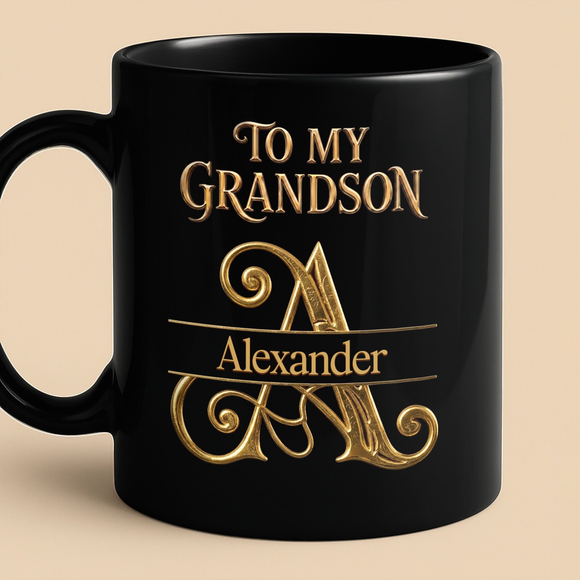 Personalized Black Mug Custom Message Gift for Grandson